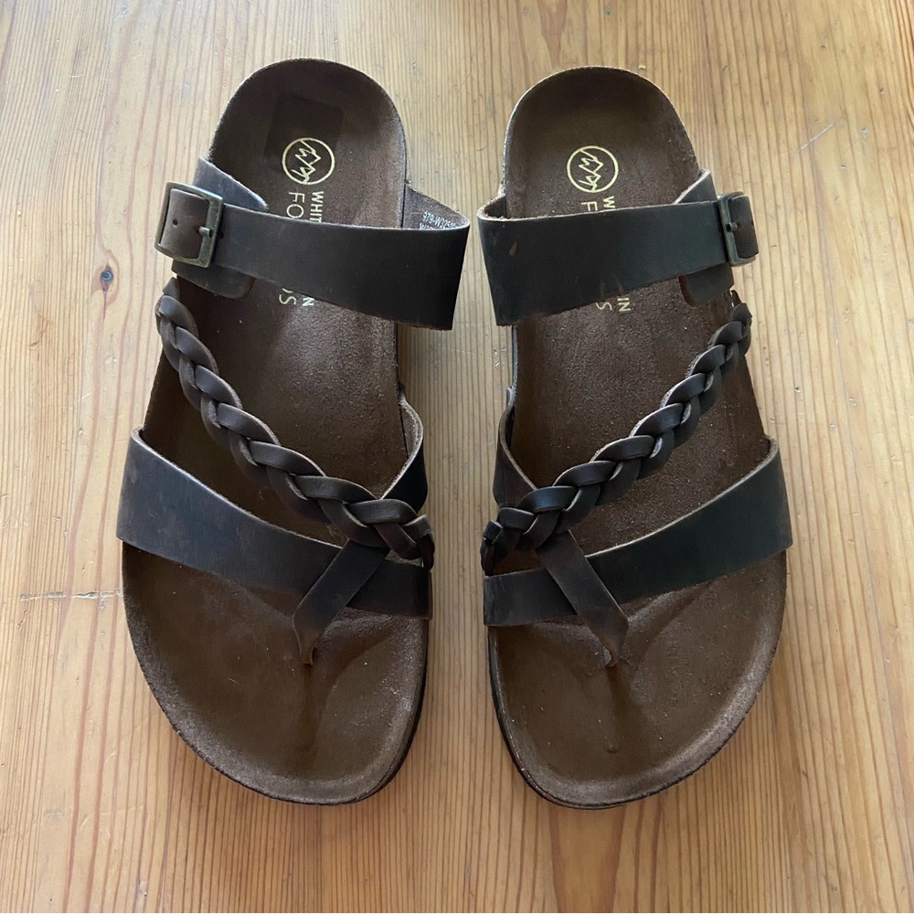 White Mountain Women's Footbed Hazy Sandal Brown/Leather Size 9 NEW